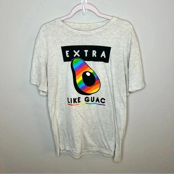 Extra Like Guac Women Size Large Tee Shirt Graphic T-Shirt Soft Rainbow - Picture 1 of 4